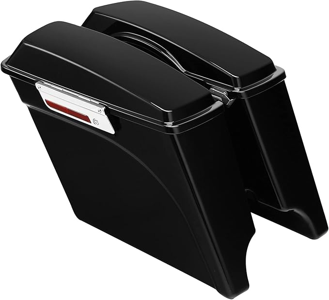 XFMT 5" Vivid Black Stretched Extended Hard Saddlebags W/Chrome Conversion Brackets Harley Softail Heritage Deluxe 1984-2017