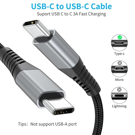 6 inch Braided USB C to C Charger Cable - 3-Pack, 0.5ft, PD Fast Charging, 60W for Samsung Galaxy S23/S23 Ultra, Moto G8, Google Pixel, iPhone 15/16 Pro Max