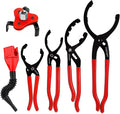 6Pcs Oil Filter Pliers Set, Universal Oil Filter Wrench with Oil Funnel, 10" & 12" & 14" & 16" Premium Oil Filter Removal Tool From 1-1/4" to 8-1/2"
