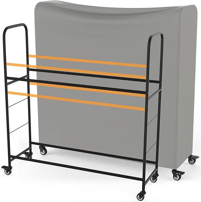 Rolling Tire Rack – Metal, Adjustable, Tire Stand & Protective Cover, Included 4 Adjustable Non Rolling Legs [Updated 48'' L with 4 Wheels Included]