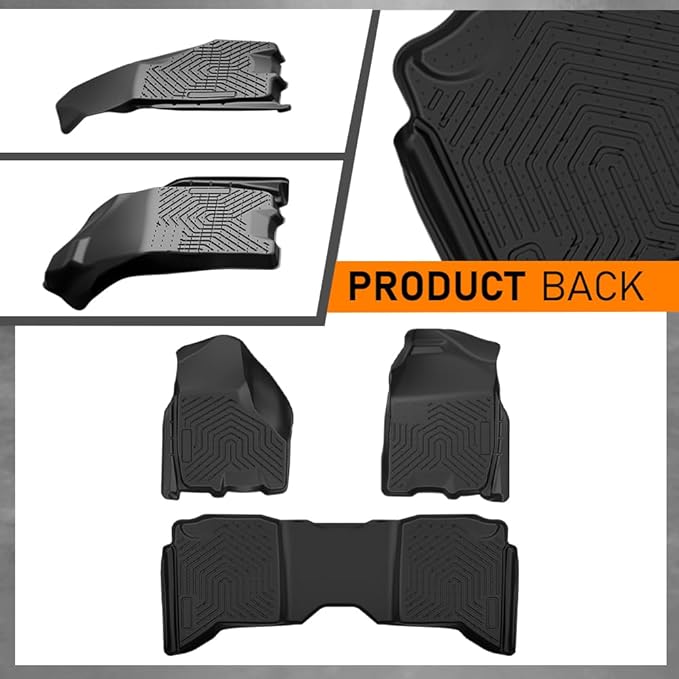 G-PLUS Floor Mats Compatible with Dodge Ram 2009-2018 Truck Crew Cab/Not Fit Quad Cab All Weather Full Cover Protection 1st & 2nd Row Liner TPE Black