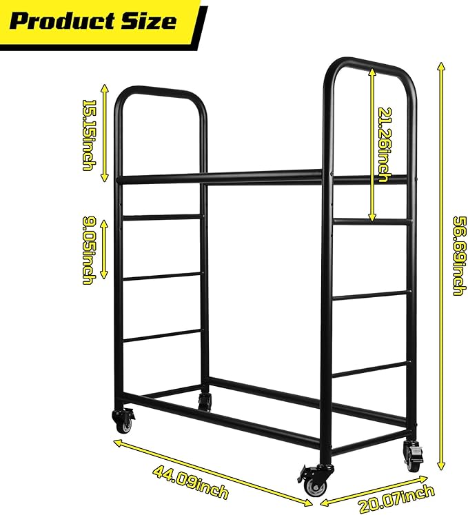 Tire Rack, 56 x 44 x 20 Inches Garage Tire Storage and Organization, Rolling Tire Rack 218KG/480LBS Capacity,2 Storage Shelf & 4 Swivel Casters,Black
