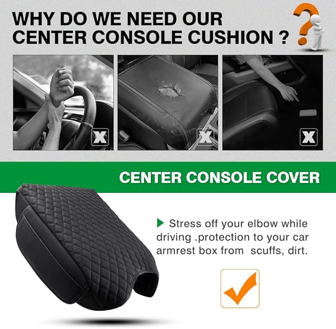 Shademax Custom Fit for Center Console Cover 2015-2020 Ford F-150 F150 / 2017-2022 F250 F350 F450 /2018-2024 Expedition Accessories Armrest Cover Cushion Pad Armrest Seat Box Protector