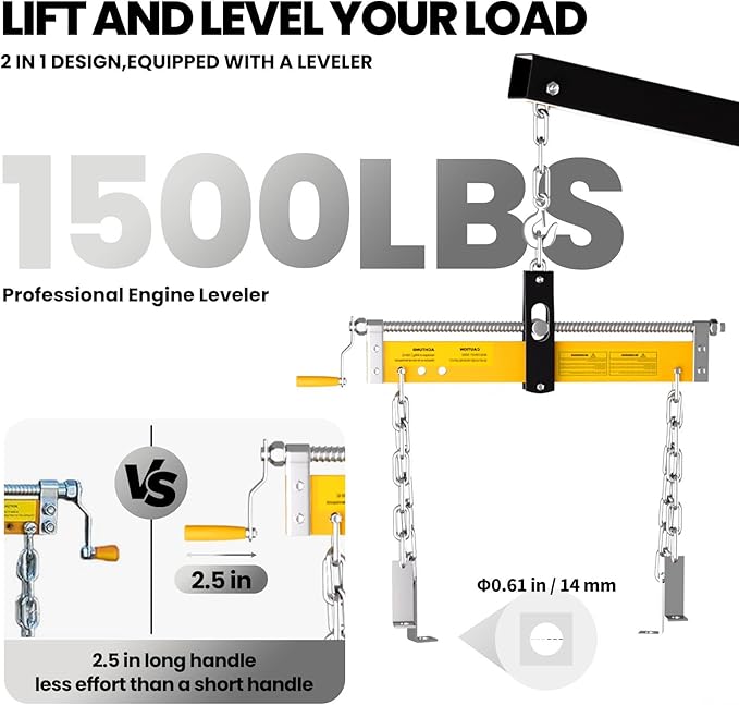 2-Ton Folding Hydraulic Engine Hoist with Lever, Heavy-Duty Engine Crane Cherry Picker with 6 Casters, Shop Lift for Garage, Workshop & Warehouse, Yellow