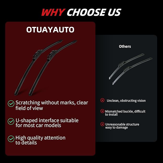 OTUAYAUTO Windshield Wiper Blades - Replacement for Mercedes-Benz ML-Class W164, ML320 ML350 ML550 ML63 06-11, X164 05-12, W251 06-12, Front and Rear Wiper Blades, Pinch Tab - 28"+21"+12" (Pack of 3)