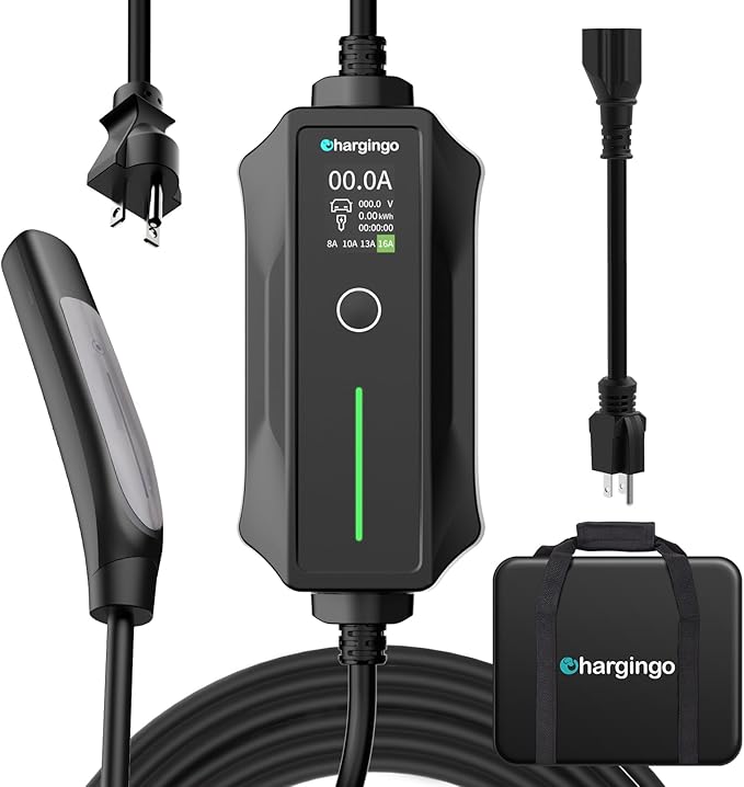 Tesla Charger Level 1-2 EV Charger,120V-240V,16A, NEMA 5-15 & 6-20 Plug,25FT