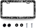 Line Art Flowers License Plate Frame Beautiful Floral License Plate Frames Funny Stainless Steel Accessories Cars Decor with 2 Holes and Screws Fits Standard Us Ca Vehicles Holder 12.2 X 6 Inch