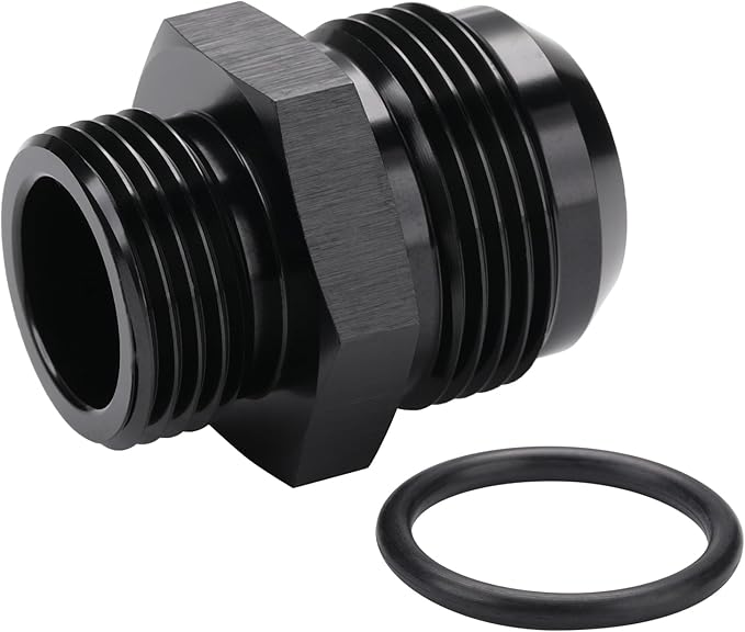16AN Male Flare to 12AN ORB O-ring Boss Fuel Pump Rail Adapter Fitting Aluminum Black