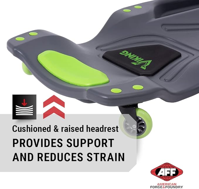 AFF Viking Mechanic's Creeper - Low Profile Ergonomic Design with Padded Headrest - Heavy Duty