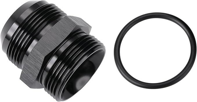 20AN Male Flare to 20AN ORB O-ring Boss Fuel Pump Rail Adapter Fitting Aluminum Black