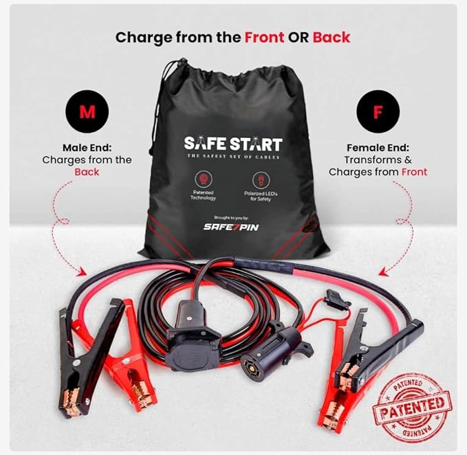 Jumper Cable | Heavy Duty Jumper Cables for Trucks, SUV | Self Rescue Car Jump Starter | Quick Connect, Built-in Lights, Portable | Prioritizing Safety | 6 Gauge Wire, 12 Ft.