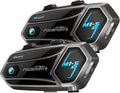 Fodsports M1-S Air Motorcycle Helmet Bluetooth, 4 Riders Motorbike Intercom Headset with Music Sharing, 1000 m Helmet Communication Systems, Quick Pairing/FM Radio/Handsfree/Stereo Music(2 Pack)