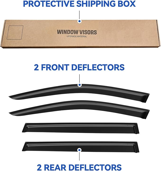 Window Visors Rain Guards for 2014-2023 Jeep Cherokee, Out-Channel Window Vent Wind Deflectors Visors Shades for 14-23 Cherokee