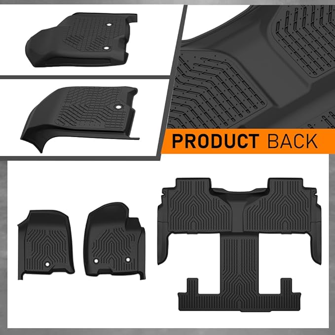 G-PLUS Floor Mats Cargo Liner Fit for Chevy Tahoe/GMC Yukon 2021 2022 2023 2024 2025 w/ 2nd Row Bucket Seats, TPE All Weather Custom Fit Full Cover Protection Front & 2nd Row Car Mats Accessories