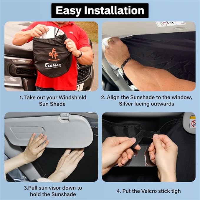 Econour Windshield Sun Shade for 2020-2025 Hyundai Sonata Sedan Custom Fit Sunshade Foldable Sun Visor Protector Blocks UV Rays Keep Your Car Cooler
