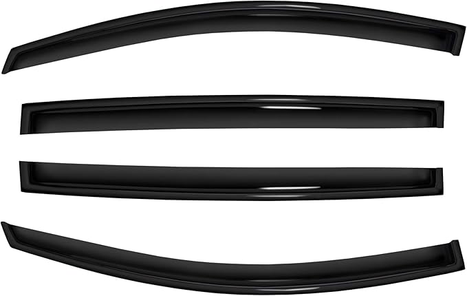 4pc Sun Rain Guards Window Visor Wind Deflector Compatible with Nissan Versa Hatchback 07-12/Sedan 07-11 Smoke 94009