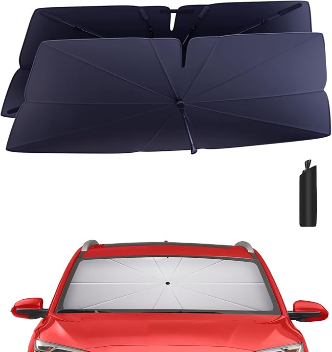 Windshield Sun Shade Umbrella for 2018-2023 Hyundai Kona Accessories: Custom Fit 240T Silver, Double Thickened, Foldable Sunshade Window Sun Visor, Ultimate 99% UV Blocking for SE, SEL, Limited