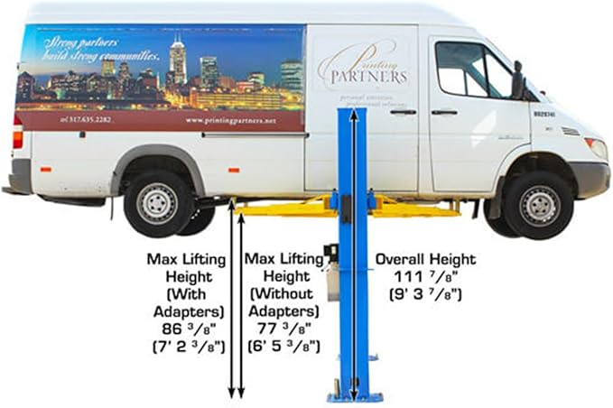 ATLAS Automotive Equipment BP10000X 2-Post Commercial Grade Vehicle Lift, Baseplate, Open-top Style, 9’6” Minimum Ceiling Height, 10,000lb Capacity, Super Symmetric Arms, for Low Ceiling Garage Use