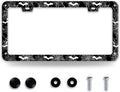 Bat Spider Web License Plate Frame Funny Gothic License Plate Frames Stainless Steel Accessories Cars Decor with 2 Holes and Screws Fits Standard Us Ca Vehicles License Plate Holder 12.2 X 6 Inch