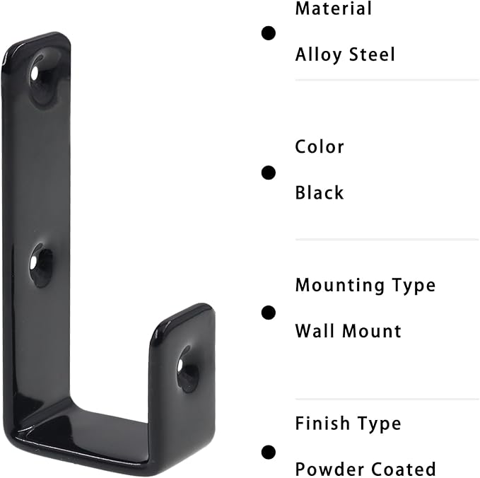 Bunk Bed Ladder Hooks Brackets, Iron Bed Ladder Hook,PVC Coated Angled Ladder Hooks,Heavy Duty Replacement Hardware Utility Hooks,Loft Garage Storage Hooks,J Brackets Hooks with Screws Black