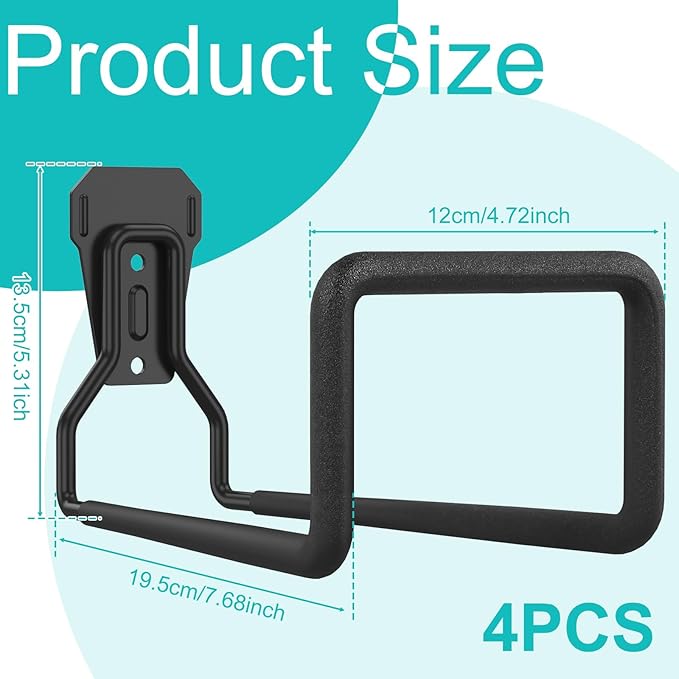 4PCS Metal Garden Hose Hook Heavy Duty Water Hose Hook Wall Mounted Garage Hook Sturdy Storage Bracket Stand Organizer160lbs for Outside Yard Water Extension Cords Black