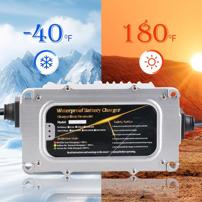 Abakoo 48 Volt 5 Amp Battery Charger for Club Car Golf Cart with 3 Pin Round Plug, IP67 Waterproof