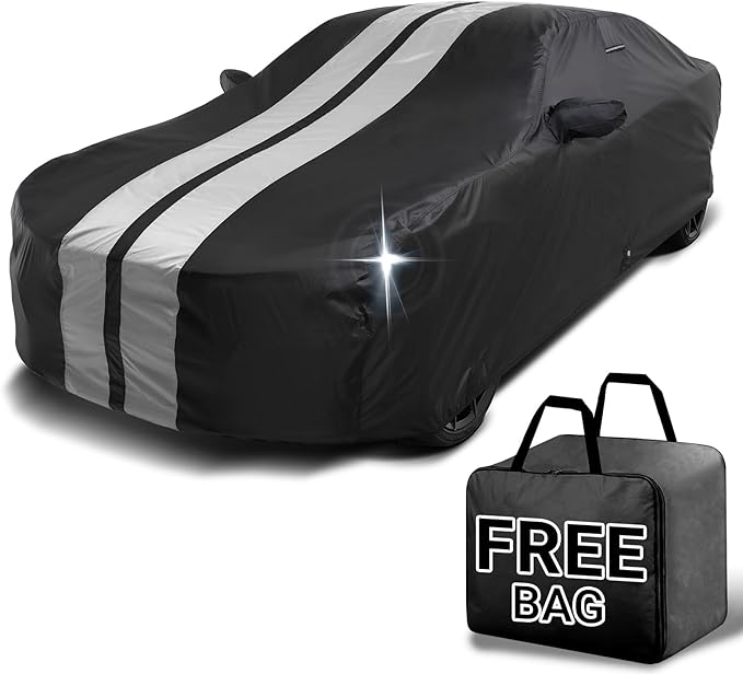 iCarCover Custom Car Cover for Buick Somerset (1985-1988) Waterproof All-Weather Rain Snow UV Sun Protector Full Exterior Indoor Outdoor Car Cover (Stripe - Black/Gray)