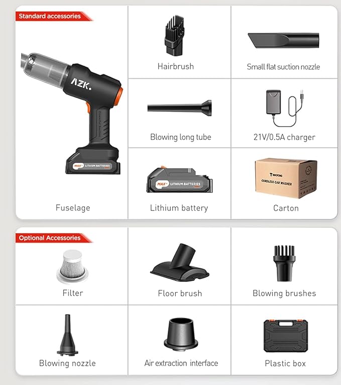 Car Vacuum Portable Cordless,36500Pa High Power Suction & Blower,Wireless Handheld Vacuum Cleaner for Car, Home, Office, Pet