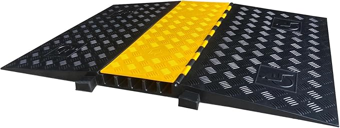 Rubber Cable Ramp 5 Channel Drive Over Hose Cable Protector Outdoor 22000Lbs Load Capacity Wires Power Lines Extension Cord Cover Traffic Speed Bump 1 Pack
