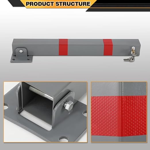 Folding Parking Barrier Lockable Car Bollard Driveway Safety Security Post