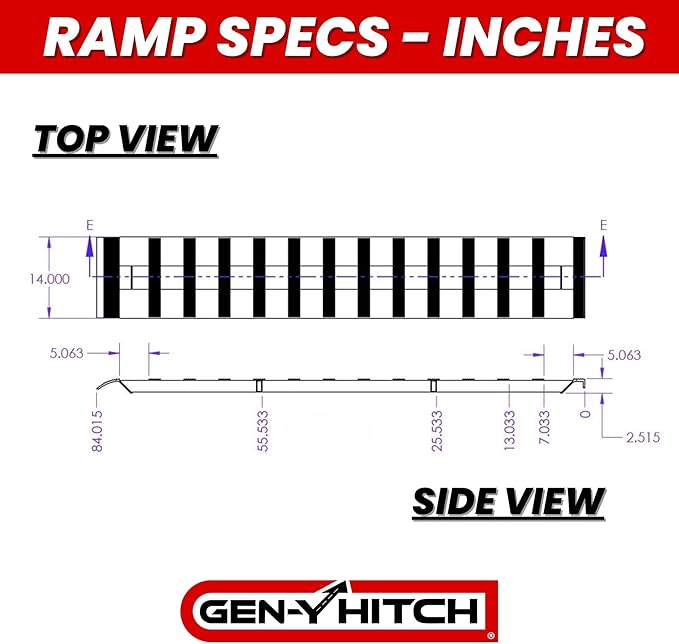 GEN-Y Hitch Heavy Duty Aluminum Loading Ramps - Set of 2, 7 Foot Long x 14 Inches Wide, 6000 lbs Capacity, Hybrid Hook and Plate Ends, Serrated Cross Rungs for Maximum Traction