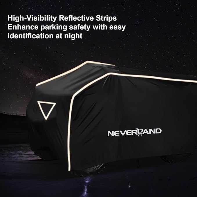 NEVERLAND ATV Cover Waterproof Outdoor - Heavy Duty ATV Covers Dustproof Anti-UV 4 Wheeler Cover All Weather Protection Four Wheeler Cover for Polaris Yamaha Suzuki Honda (Black Large)