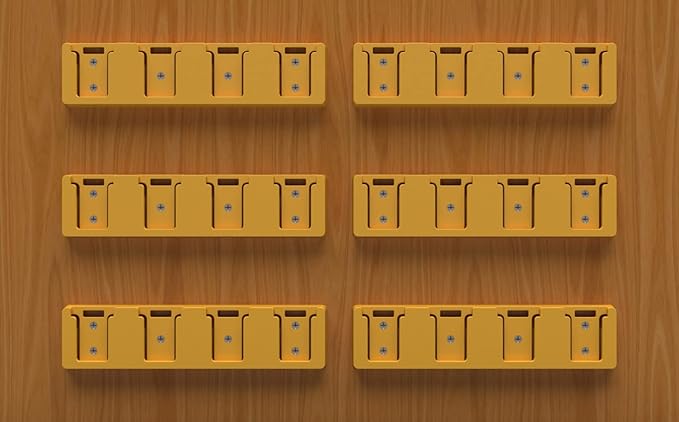 Battery Rack Compatible with DeWalt 20V Battery Holder, Mount 4 Slot Bulk Battery Garage Tool, Tools for Dewallt 20v, Wall Display Hook Holder (Yellow-2pc)
