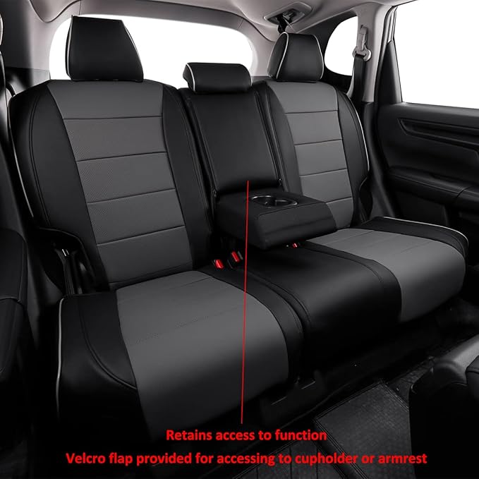 EKR Sportage Seat Covers Custom Fit for KIA Sportage LX 2023 2024 2025 2026 Leather Car Seat Cover Full Set - Faux Leather (Black/Gray)
