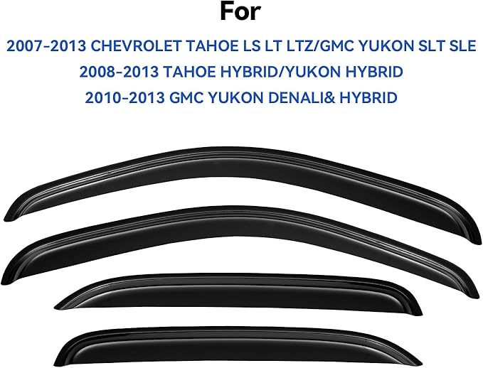 Window Visors Rain Guards for 2007-2014 Chevy Tahoe/GMC Yukon, Out-Channel Window Vent Wind Deflectors Visors Shades for 07-14 Tahoe/Yukon
