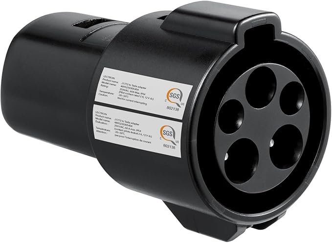 Lectron J1772 to Tesla (NACS) EV Charging Adapter 60 Amp (250V) - Compatible with Tesla Model S/3/X/Y & Cybertruck Electric Vehicles (Black)