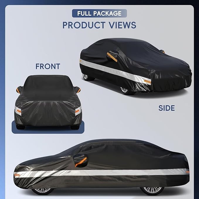 10 Layers Car Cover Custom Fit for Cadillac (DTS 2006-2012), Waterproof All Weather for Automobiles, Outdoor Full Cover Sun Dust Rain Protection with Cotton. Black