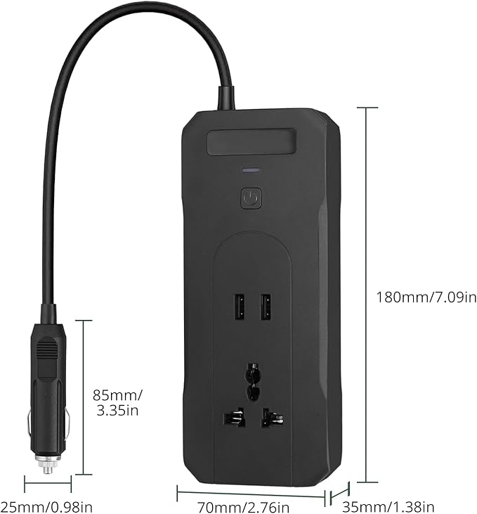 AUTTGINN 200W Car Power Inverter DC 12v to 110v AC Car Plug Adapter Outlet Converter with 24W 3.1A USB and 30W Dual USB-C Car Charger for Laptop Computer Phone