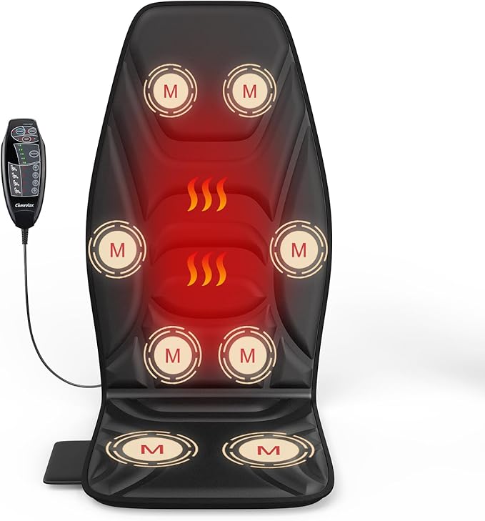 Massage Seat Cushion with Heat, Back Massager for Pain Relief Deep Tissue, Vibration Massage Chair Pad, Chair Massager for Home Office Use, Gifts for Men & Women