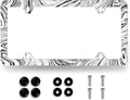Abstract Marble Print License Plate Frame Wood Texture Marble License Plate Stainless Steel Colorful Car Accessory Funny License Plate Decoration Men Women Size 12.2"x6.2" with Screws