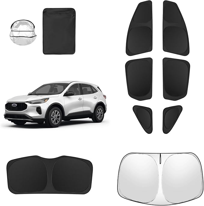8pcs Car Window Shades for 2013-2019 Ford Escape Accessories,Windshield Side Rear Full Sunshade,Sun Visor UV Blocking, Privacy Protection and Blackout for Camping Outdoor