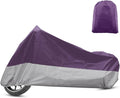 X AUTOHAUX Motorcycle Cover for Harley Davidson for Honda for Suzuki All Season Waterproof Sun Outdoor Protection Motorbike Cover Fits Up to 86.61'' Motorcycles Cover L Purple Silver Tone