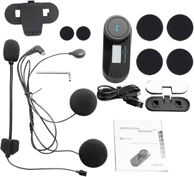 FreedConn 1pcs TCOM-SC Bluetooth Motorcycle Headset,2-3 Riders Helmet Bluetooth Intercom, Universal Communication Systems with Music Sharing/LCD Screen/FM Radio/Mobile Phone/GPS/Waterproof