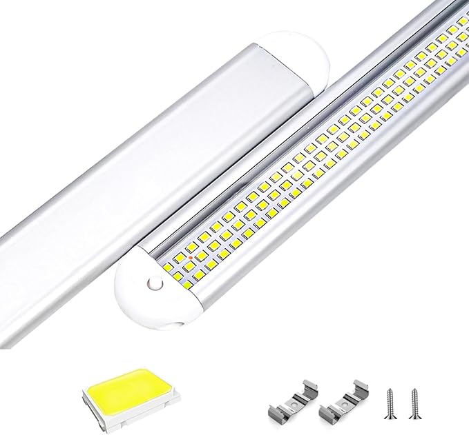 Enclosed Trailer 12v Led Light Bar, 120Leds 1500lm 8W DC 12 Volt Led Strip Lights with On/Off Switch, for Enclosed Cargo Trailer, Car Rv Van Truck Lorry Camper Boat Caravan Motorhome