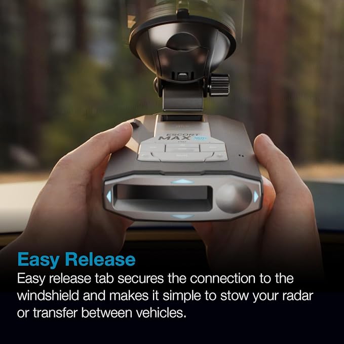 Escort MAX 360 MKII Radar Detector with EZ Mag Mount - Exceptional Range, True 360° Awareness, AutoLearn Intelligence Rejects False Alerts, Sleek Magnetic Mount for Escort Models