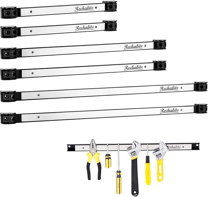 12" 18" 24" Magnetic Tool Holder Strip, Stainless Steel Surface Tool Magnet Bar, Metal Tool Organizer Rack for Garage Organization, Easy To Install in Workshop, Mounting Screws Included