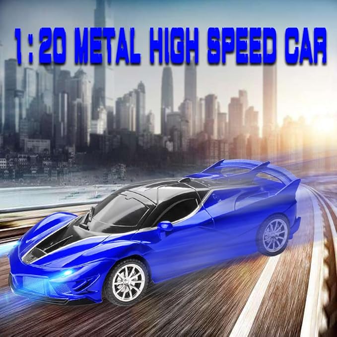 Remote Control Car for Boys Kids, 2.4GHz 4WD High Speed RC Cars Toys with Headlights and Controller, Electric Sport Racing Hobby Toy Car Model Vehicle for 6+ Year Teens Gift (Blue)