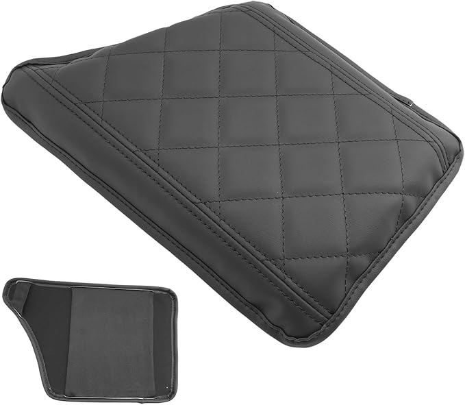 SXCY for 2024 XC90 Armrest Cover for Volvo XC90 2018-2024 Accessories 2024 XC90 Center Console Cover 2024 XC90 Middle Console Cover (Black Checkered Pad)