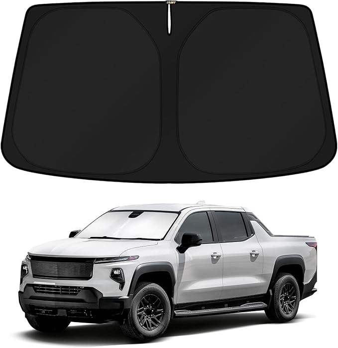 KUST Windshield Sun Shade for 2024 2025 2026 Chevrolet Silverado EV/Chevy Silverado EV/GMC Sierra EV Custom Fit Sunshade Window Sun Visor Protector Foldable Blocks UV Rays Keep Your Car Cooler