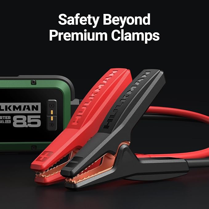 Hulkman Alpha85,Midnight Green,2000A 74Wh Smart Jump Starter,12V Portable Car Battery Booster with 3.3" Display,USB-C Power Pack,Includes 65W Wall Charger,Jumper Cables for up to 8.5L Gas/6.0L Diesel